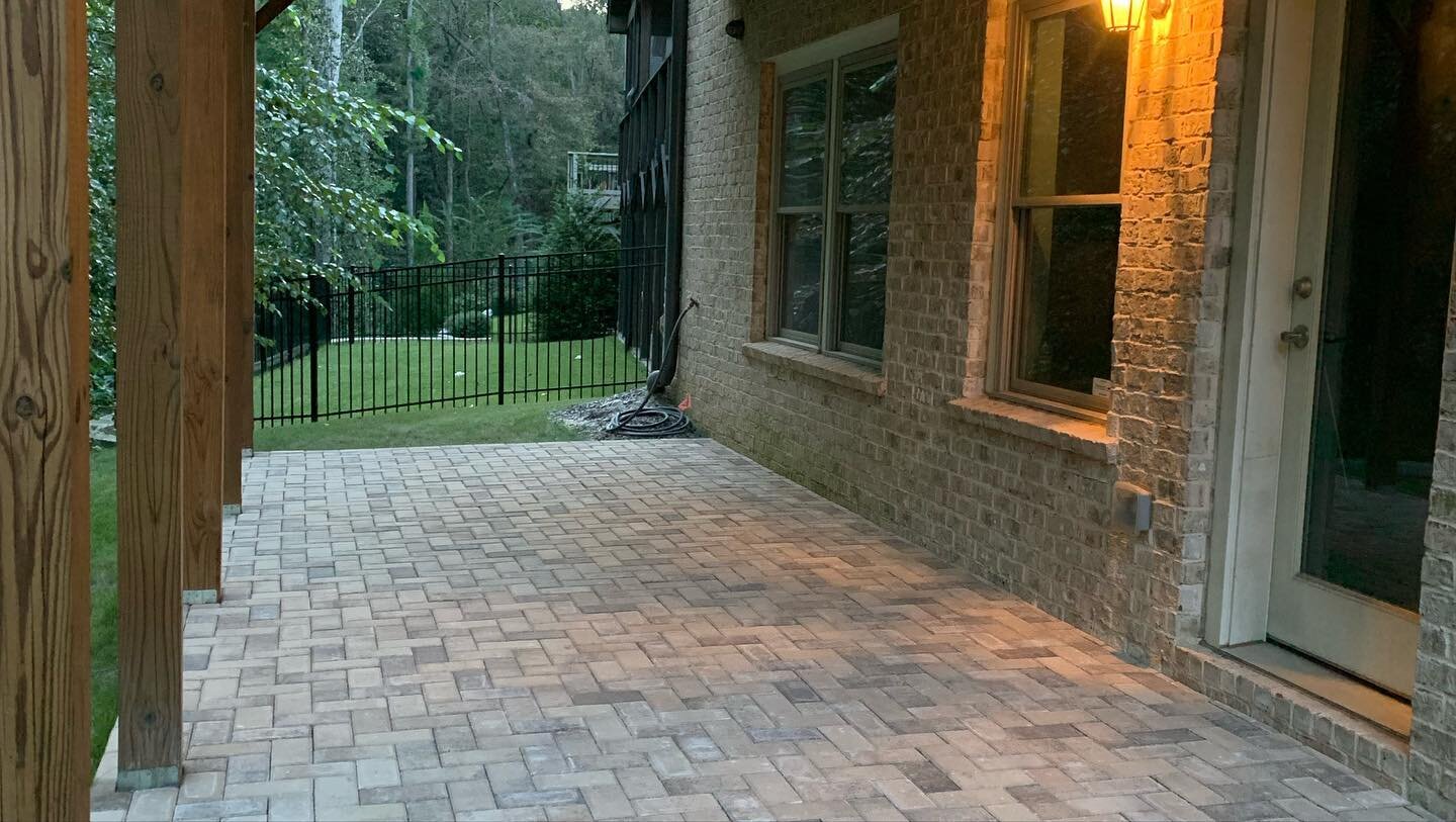 Paver overlay on top of concrete patio #landscape