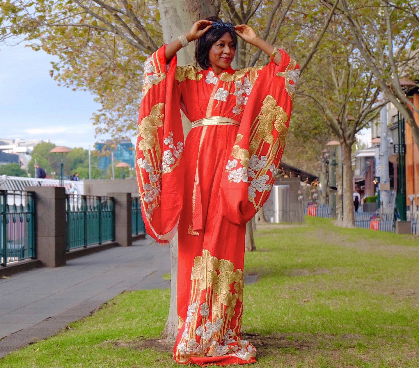 lv kimono red