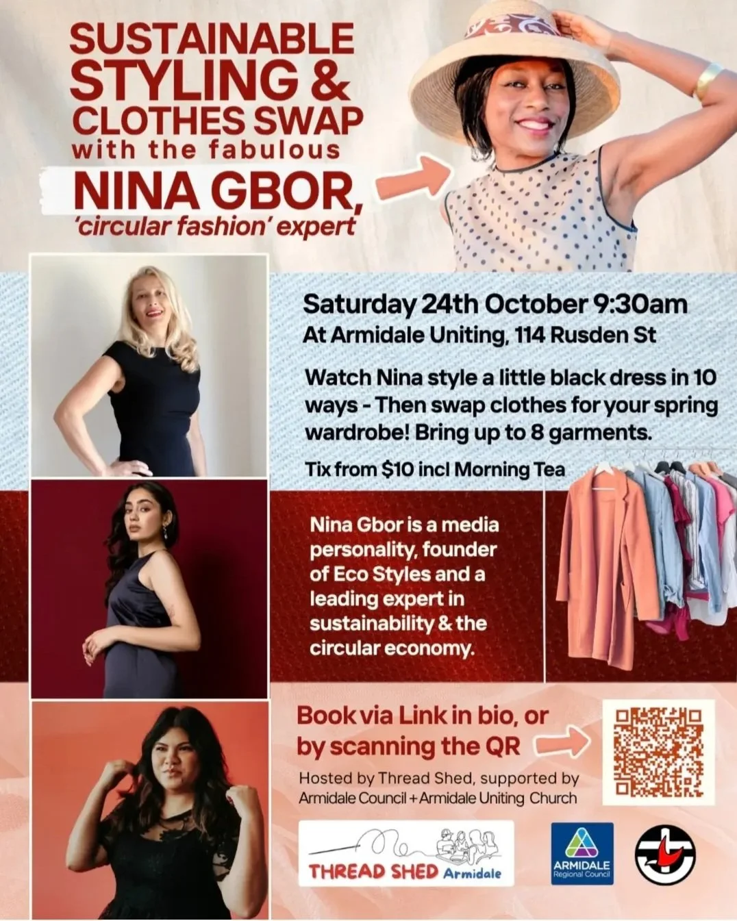 Nina Gbor Sustainable fashion expert clothes swap restyling sustainable fashion event Armidale