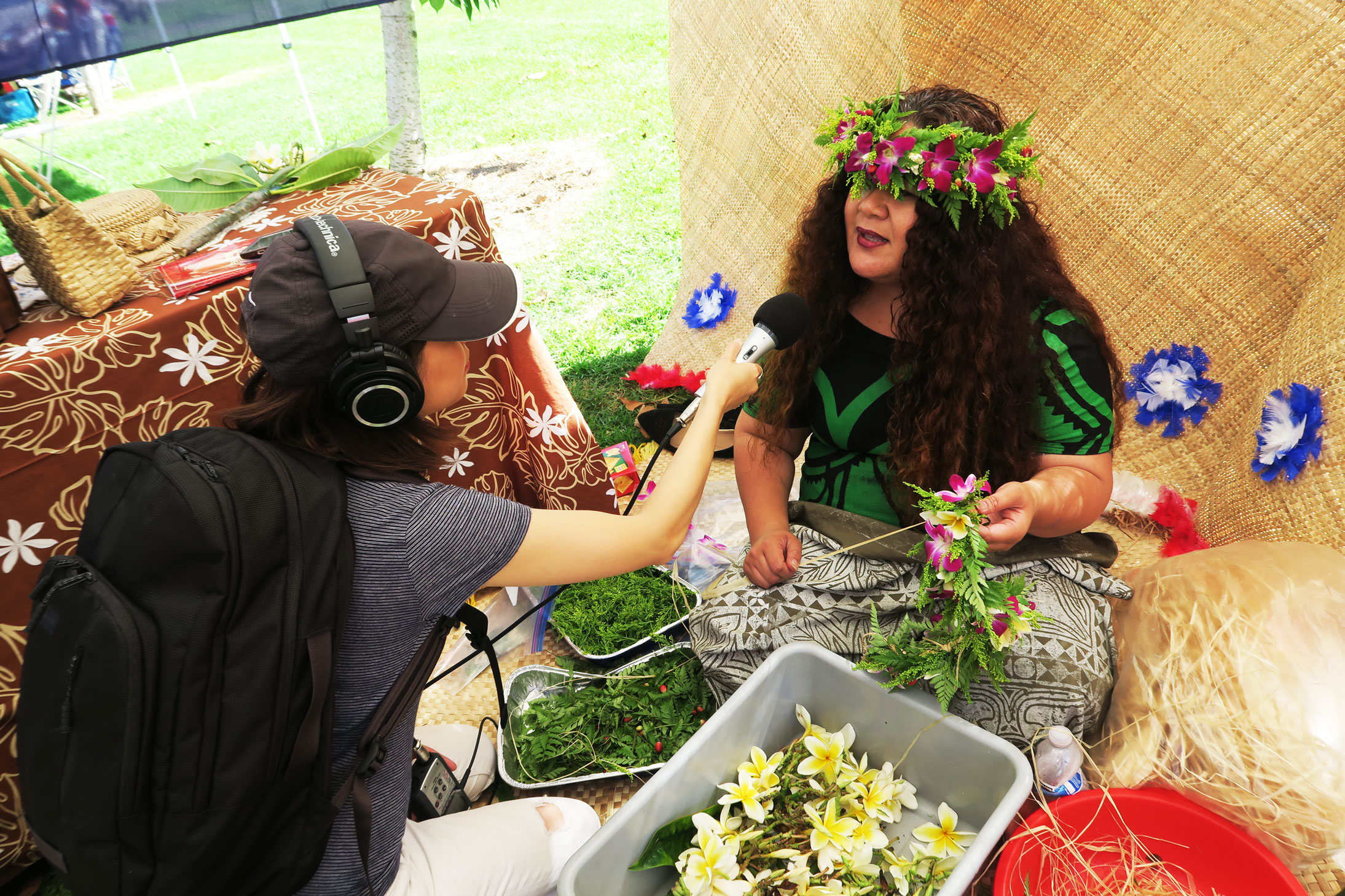 Long Distance host/producer/creator Paola Mardo interviews Marlena Vaifale at the Orange County Pacific Islander Festival. Photo by Patrick Epino.