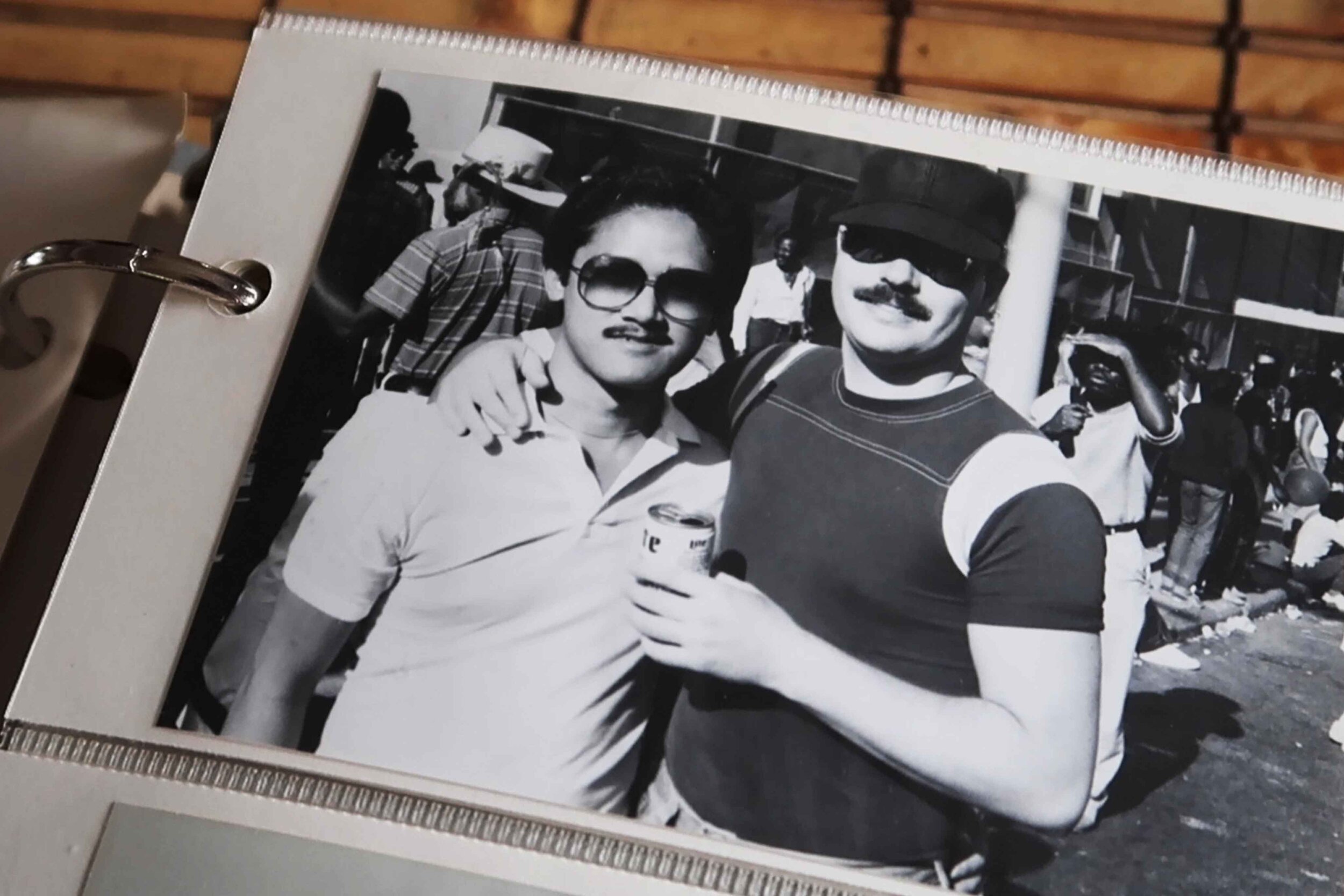  Jaime Geaga and Gary Rhodes at the Castro Street Fair in San Francisco in the early 1980s. Photo album courtesy of Jaime Geaga and Gary Rhodes. Photo by Patrick Epino. 