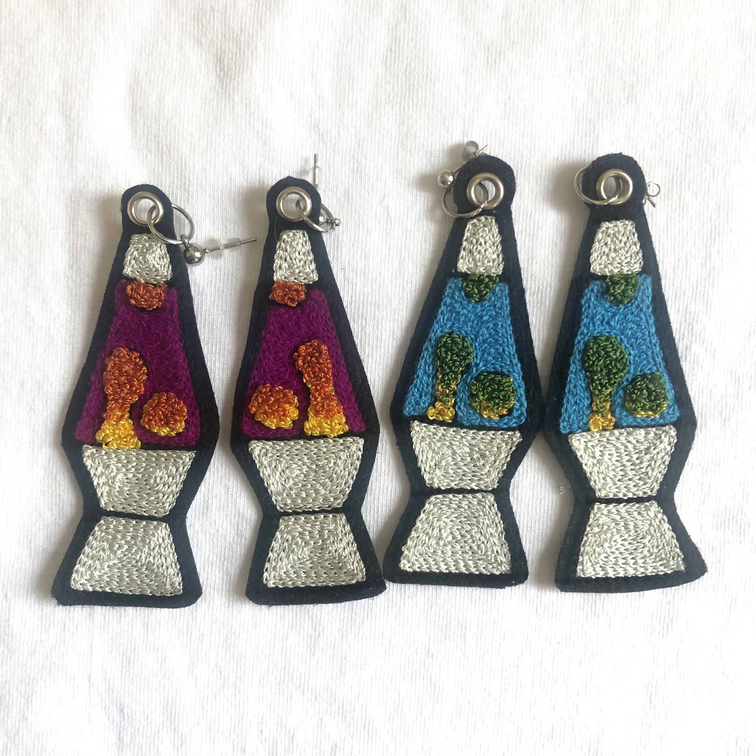 Lava Lamp Embroidered Earrings