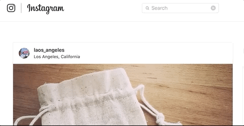 Gif: Searching for social handle on Instagram