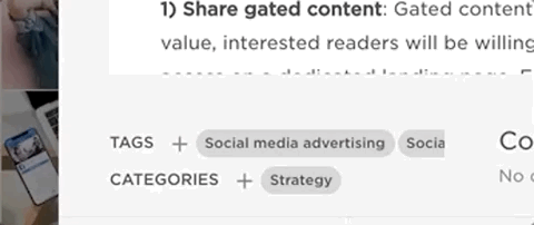 Gif: Adding keyword tags to blog post