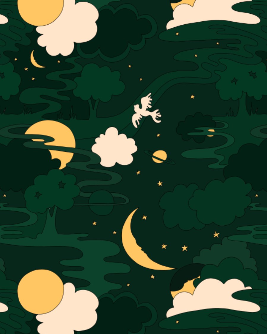 Dark green universe pattern by Alja Horvat