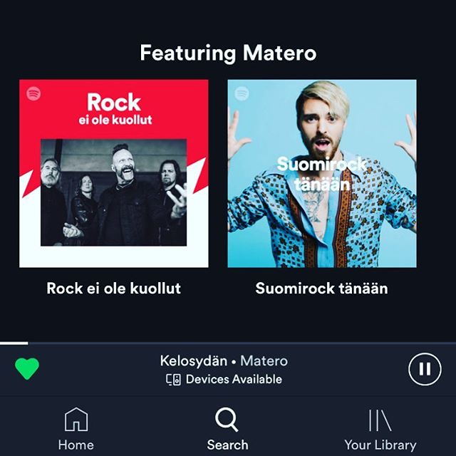 Kyll&auml;p&auml; vet&auml;&auml; naamaa mutruun. Uusi biisi Kelosyd&auml;n p&auml;&auml;si taas listoille. Kaiken lis&auml;ksi mulla on nyt 3 biisi&auml; Suomirock t&auml;n&auml;&auml;n -listalla. Great success! #materonkainuu #kelosyd&auml;n #korpi