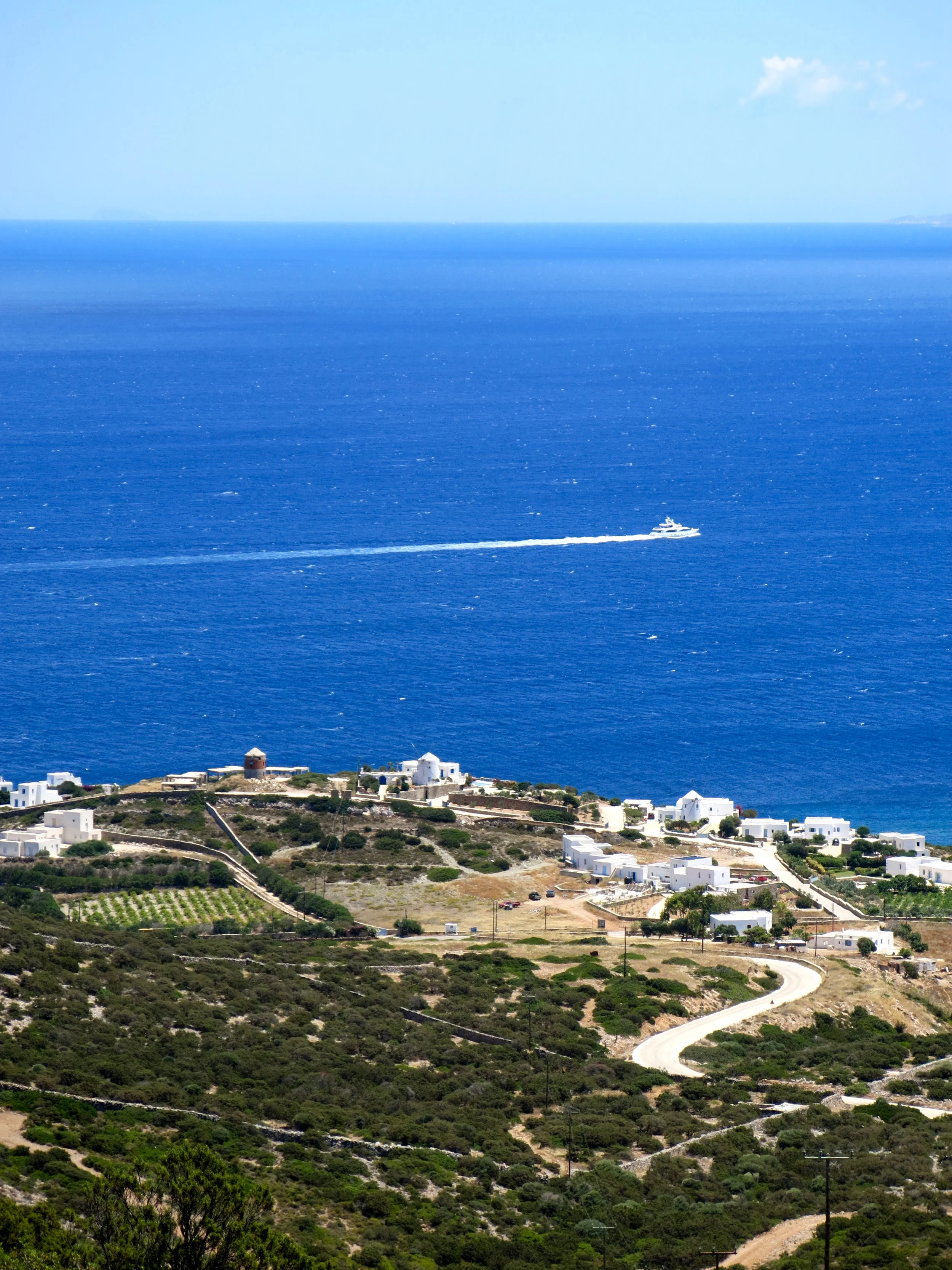 Scattered villas along the quiet coastline of Antiparos