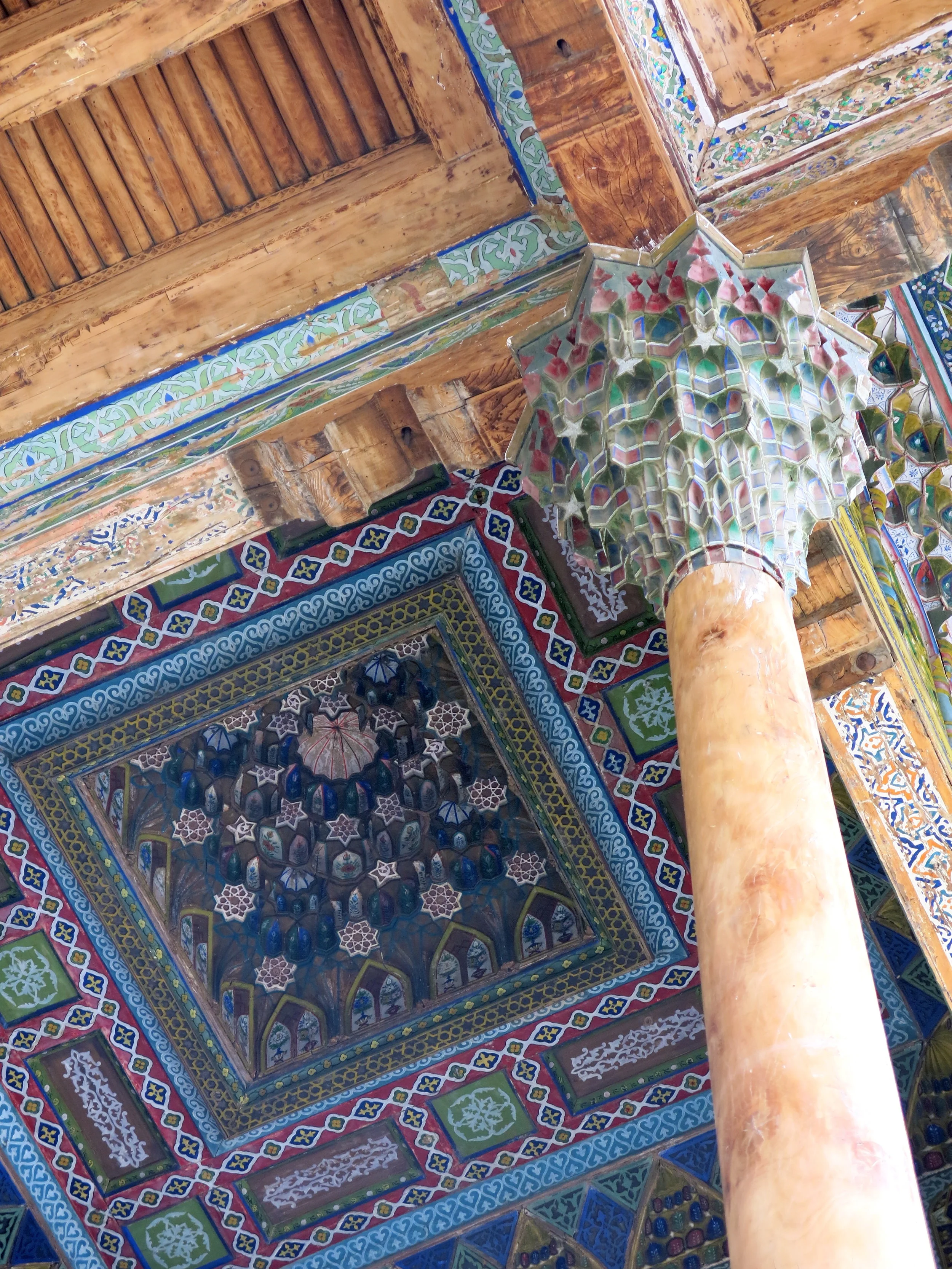 The honeycomb vaulting on the pillar and ceiling are called muqarnas