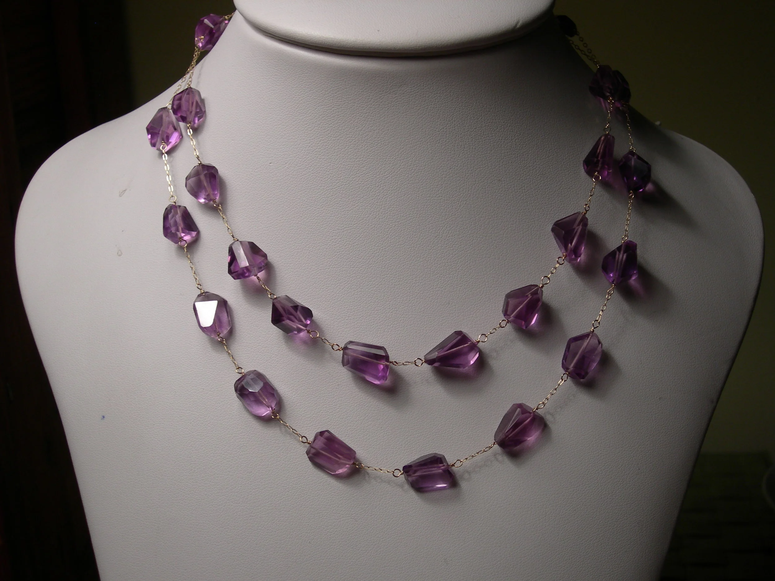 Amethyst and Gold Multi-Strand Necklace.JPG