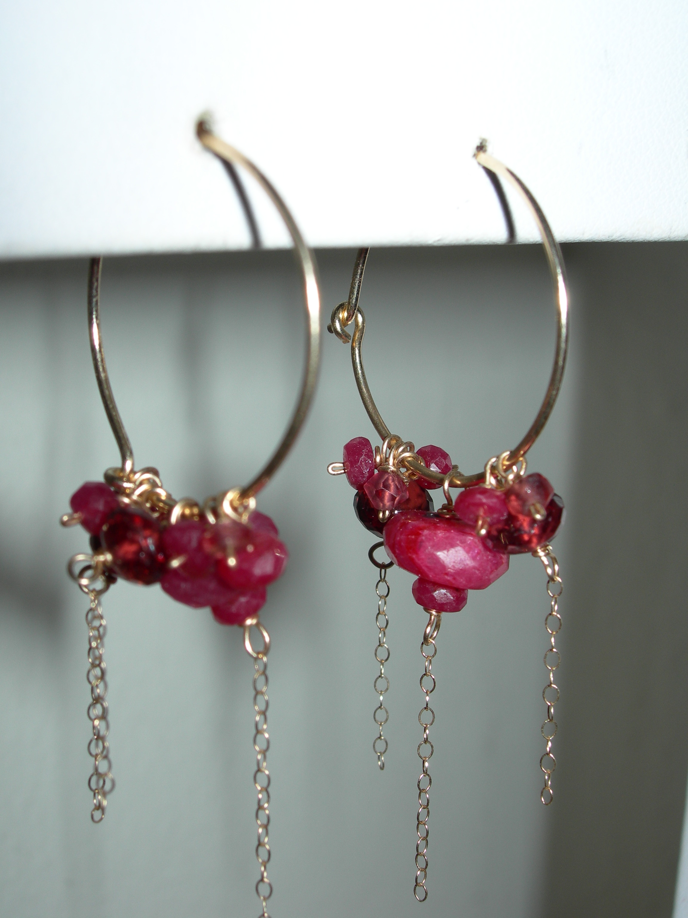 Ruby and Garnet hoop earrings