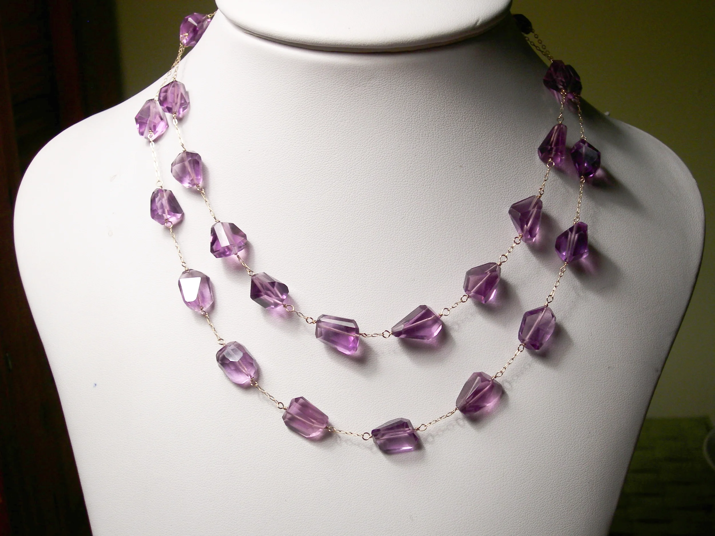 Amethyst and Gold Multi-Strand Necklace