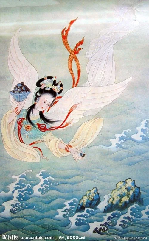 The Jingwei Bird of Chinese myth, who was once a girl who drowned in the sea; she was turned into a bird that forever drops a stone or twig to try to fill up the sea—an image of persistence