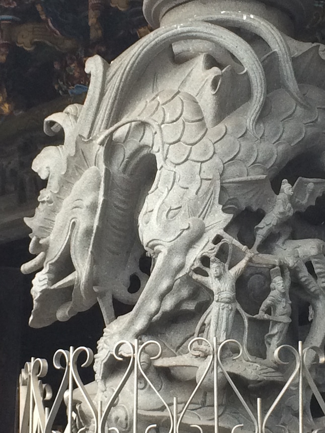 Swordsman standing on a crane, Guandu Temple
