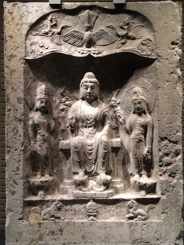 Buddha Triad in a Niche, Baoqingsi Temple, 7th-9th c., National Tokyo Museum