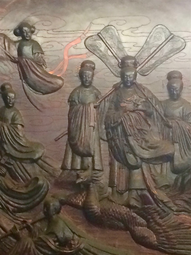 Relief mural honoring Queen Mother of the West in main hall of Mazu Temple, Dajia