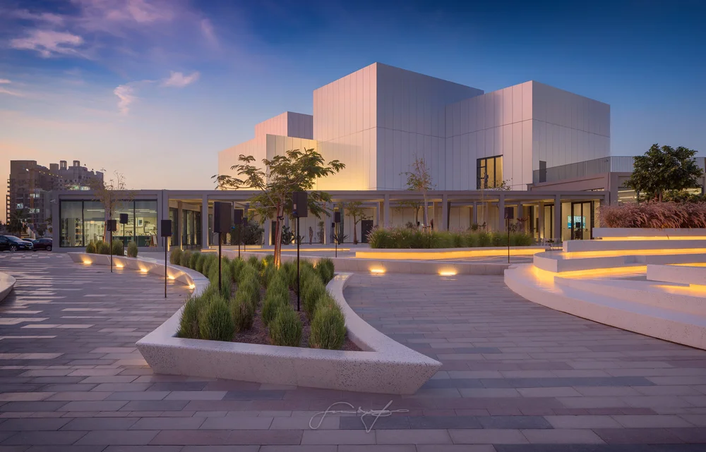 Jameel Arts Centre at dusk