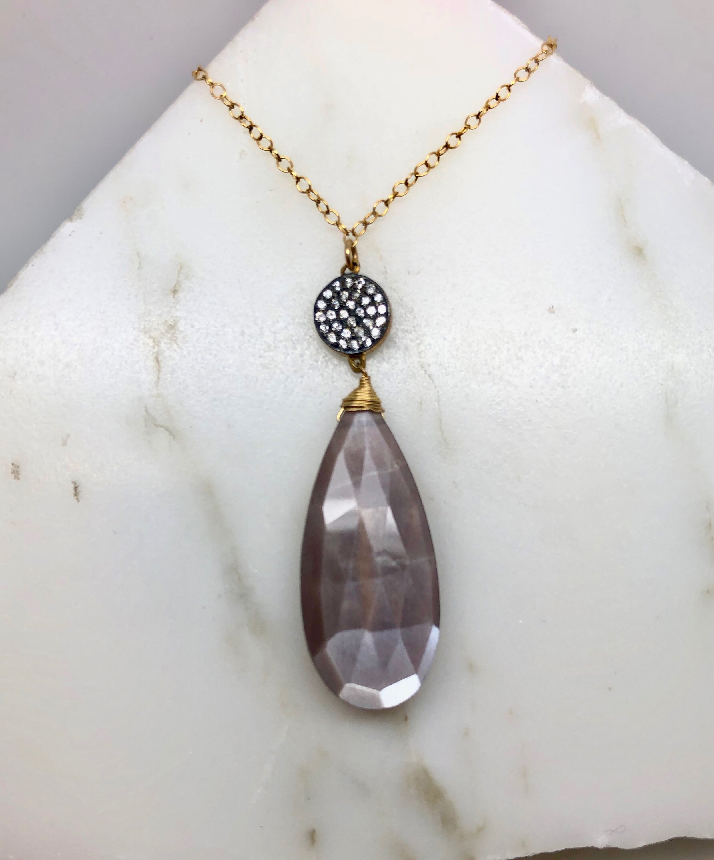 Rose Chalcedony with Topaz Necklace by Luna Lilli