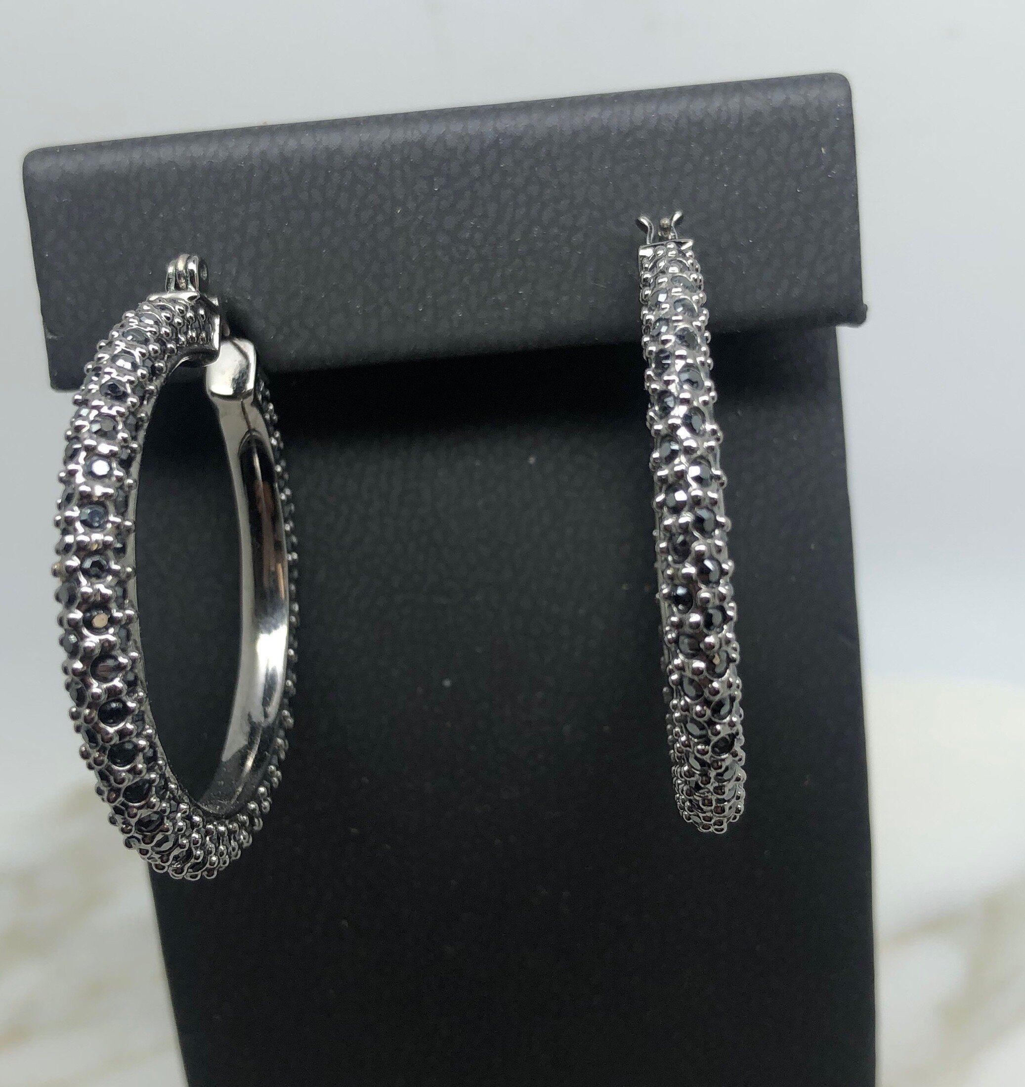 Black hematite hoops