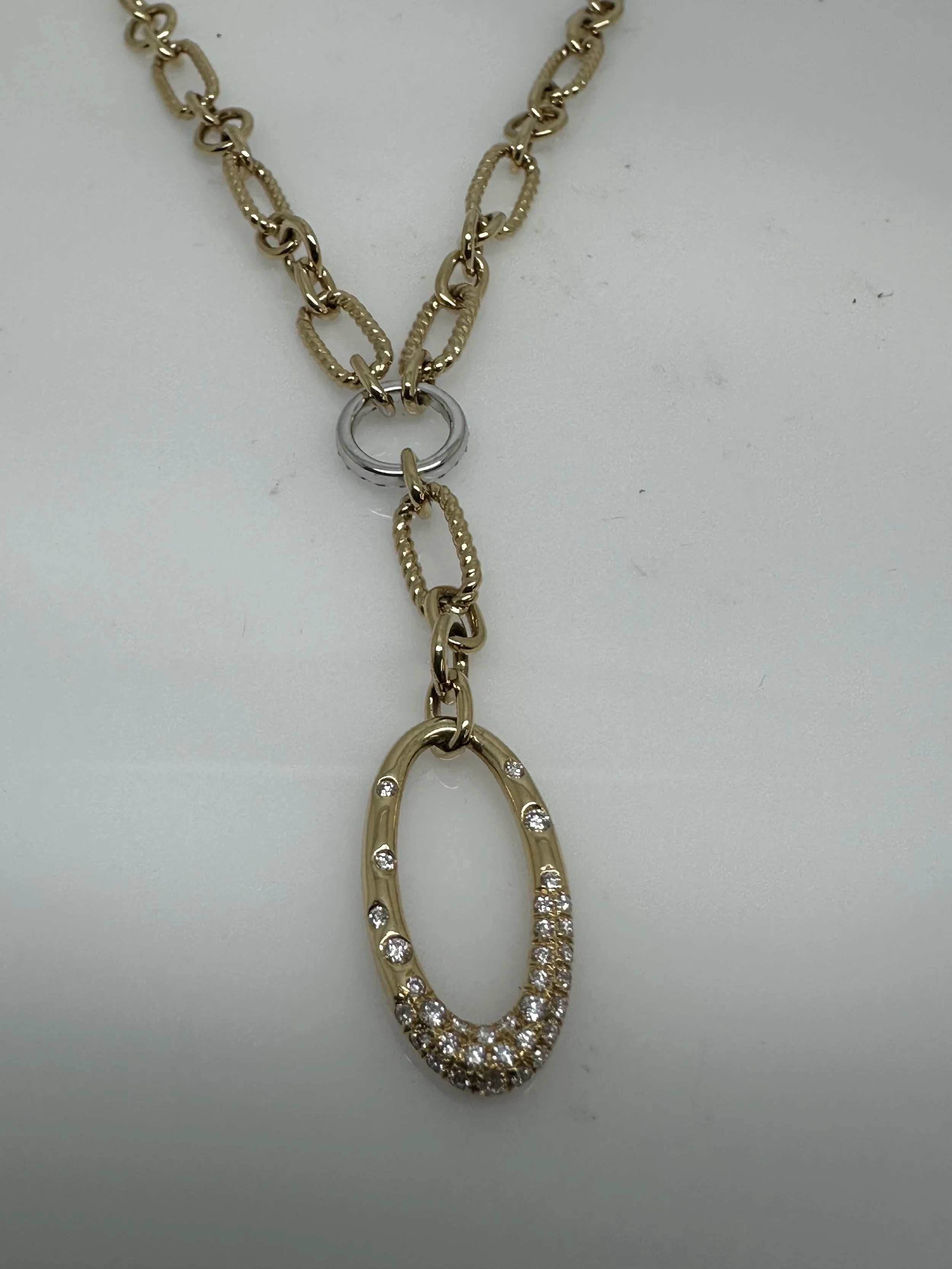 Fancy Link Diamond  Y Pendant