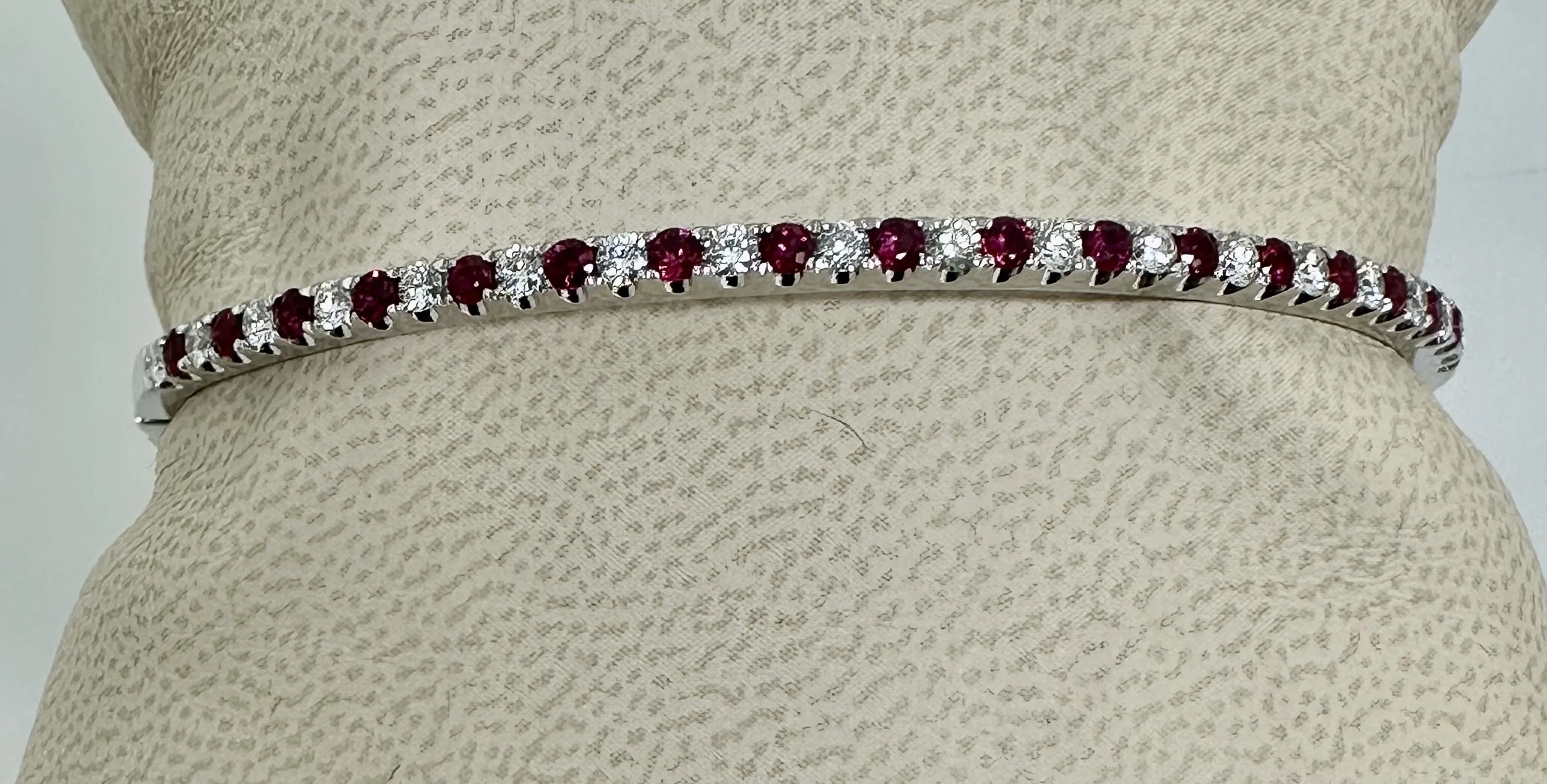 Ruby and Diamond White Gold Cuff Bracelet