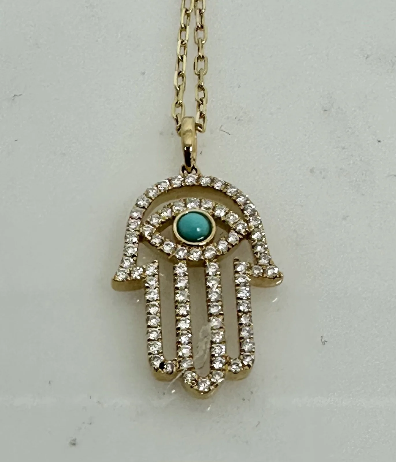 Hamsa Diamond with Turquoise