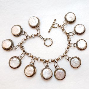 Sterling Silver and Fresh Water Coin Pearl Bracelet by Joan Slifka - SL06a  — La Petit Fleur