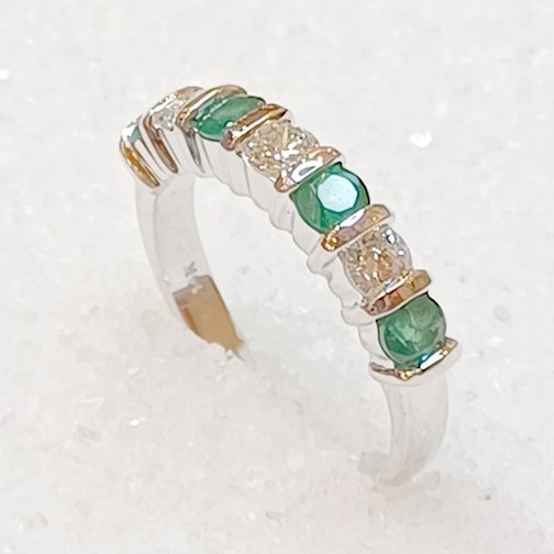 Blue Sapphire, Ruby or Emerald and Diamond 14K White Gold Ring - LC61 — La  Petit Fleur