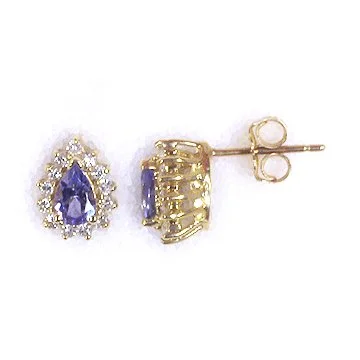 Tanzanite and Diamond 14K Gold Earrings Item: Tanz:816 — La