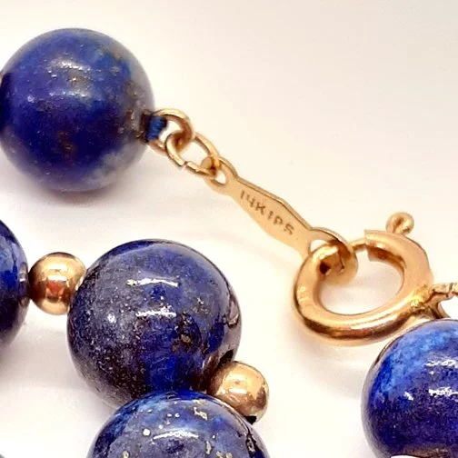 Lapis Lazuli 14K Gold Bead Necklace - GWM22519c1