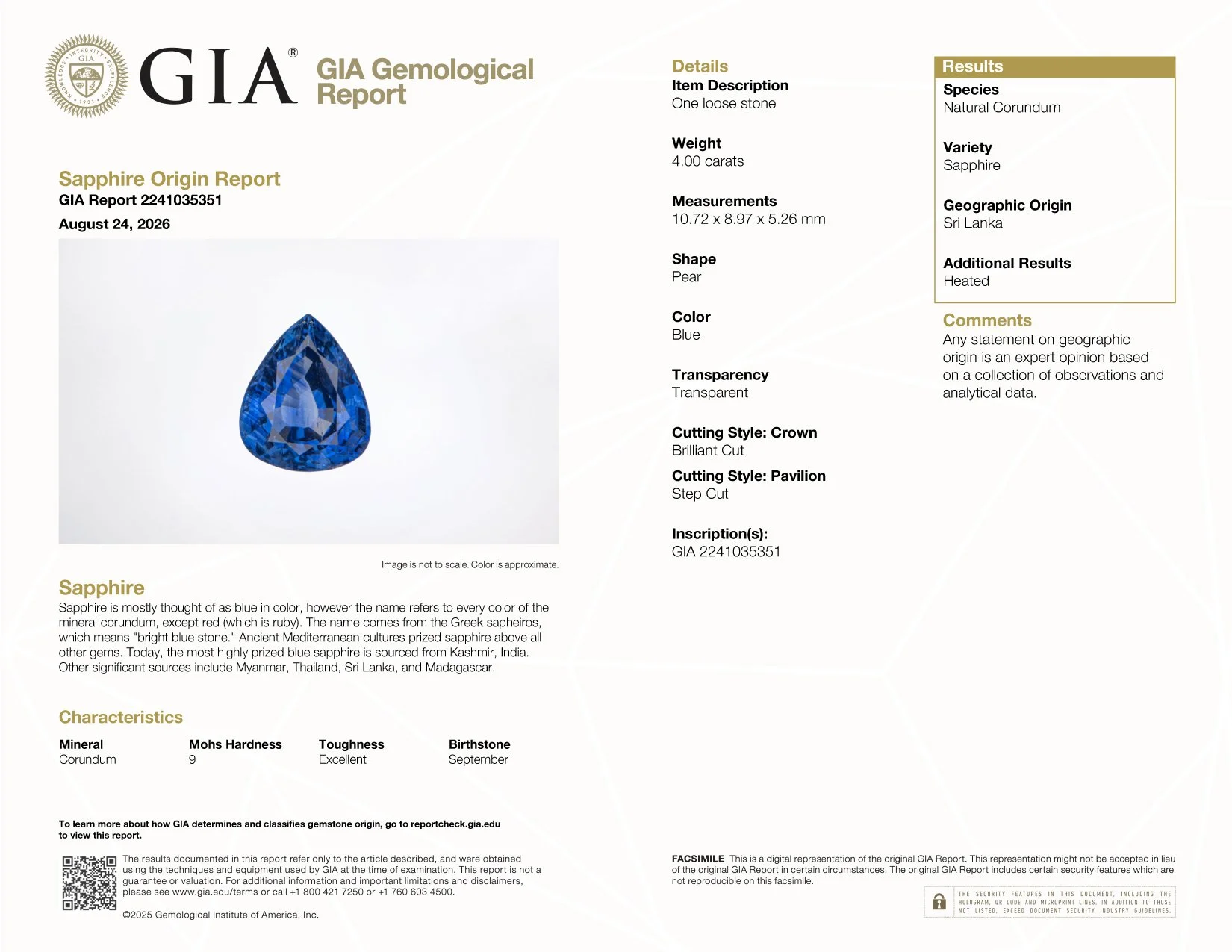 Blue Sapphire and Diamond 18K Gold Pendant - JEM242a