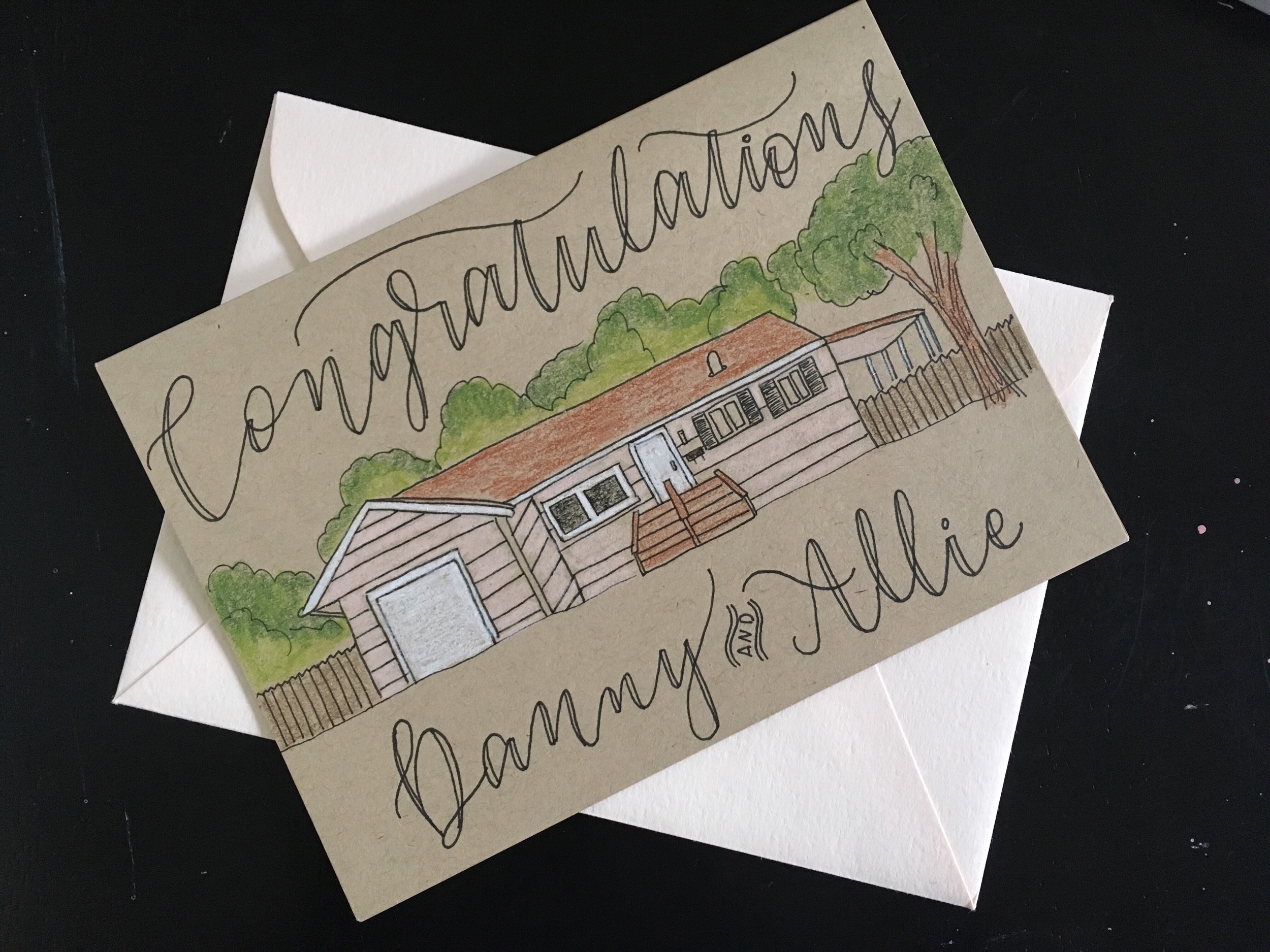 In this card I used the faux calligraphy technique but chose not to fill in the strokes