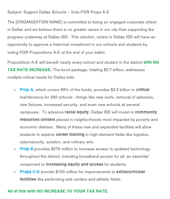 Sample Email - For Organizations