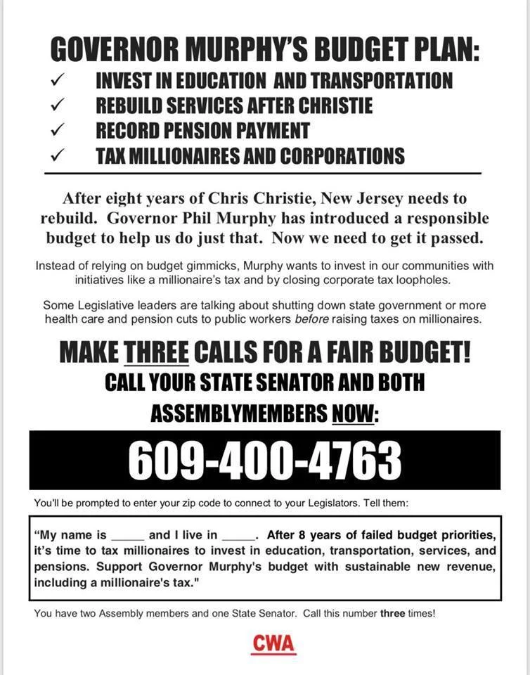 Make Three Calls for a Fair Budget