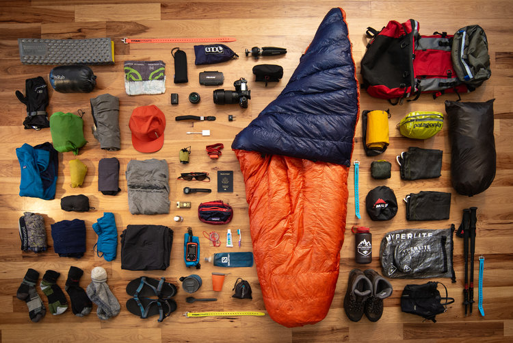 A classic gear grid. The ultimate cliche pre-trip shot, but it satisfies the gear-nerd within me to see everything I’ll be packing all laid out. Just LOOK at it! Nothing gets me more excited…