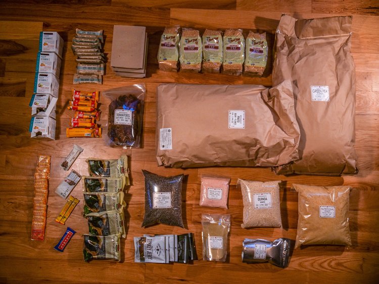 A FOOD grid! Oh yeah, thats what 50lbs of beans looks like. Bars, you say? We will have about 300 total! Before you get worried though; this is only a small fraction of our meals for the summer, less than half of total food weight.