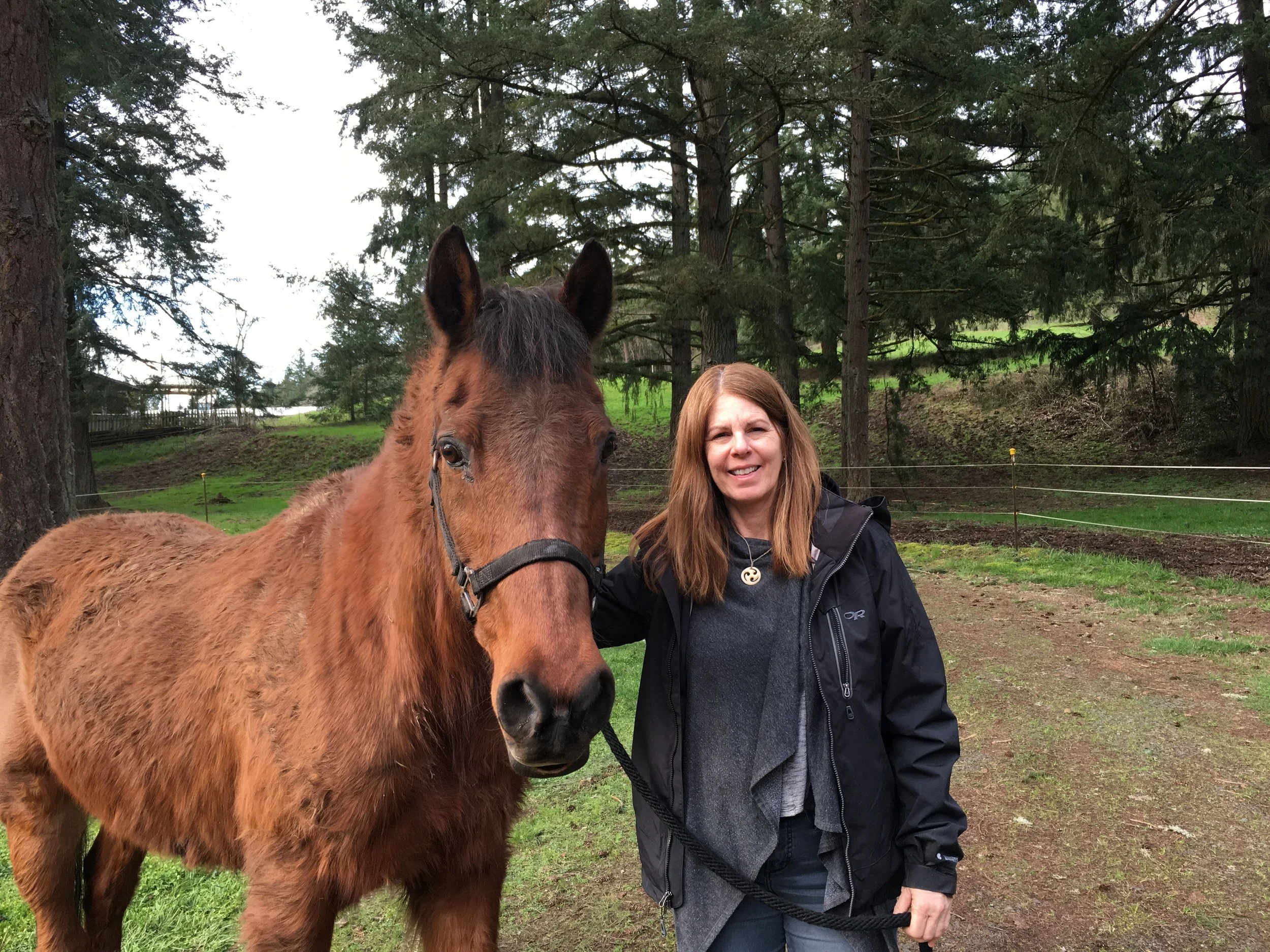 Melanie Monge and Revel on the day she picked him up from a Portland, Oregon horse rescue.