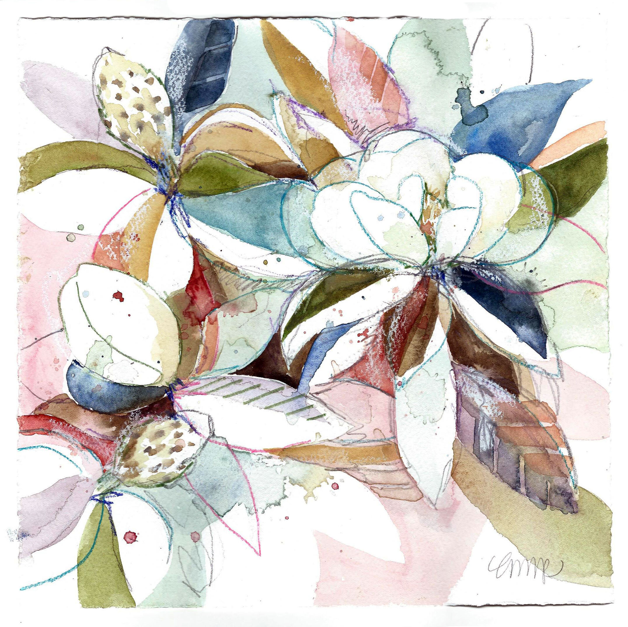 Magnolia original watercolour painting.