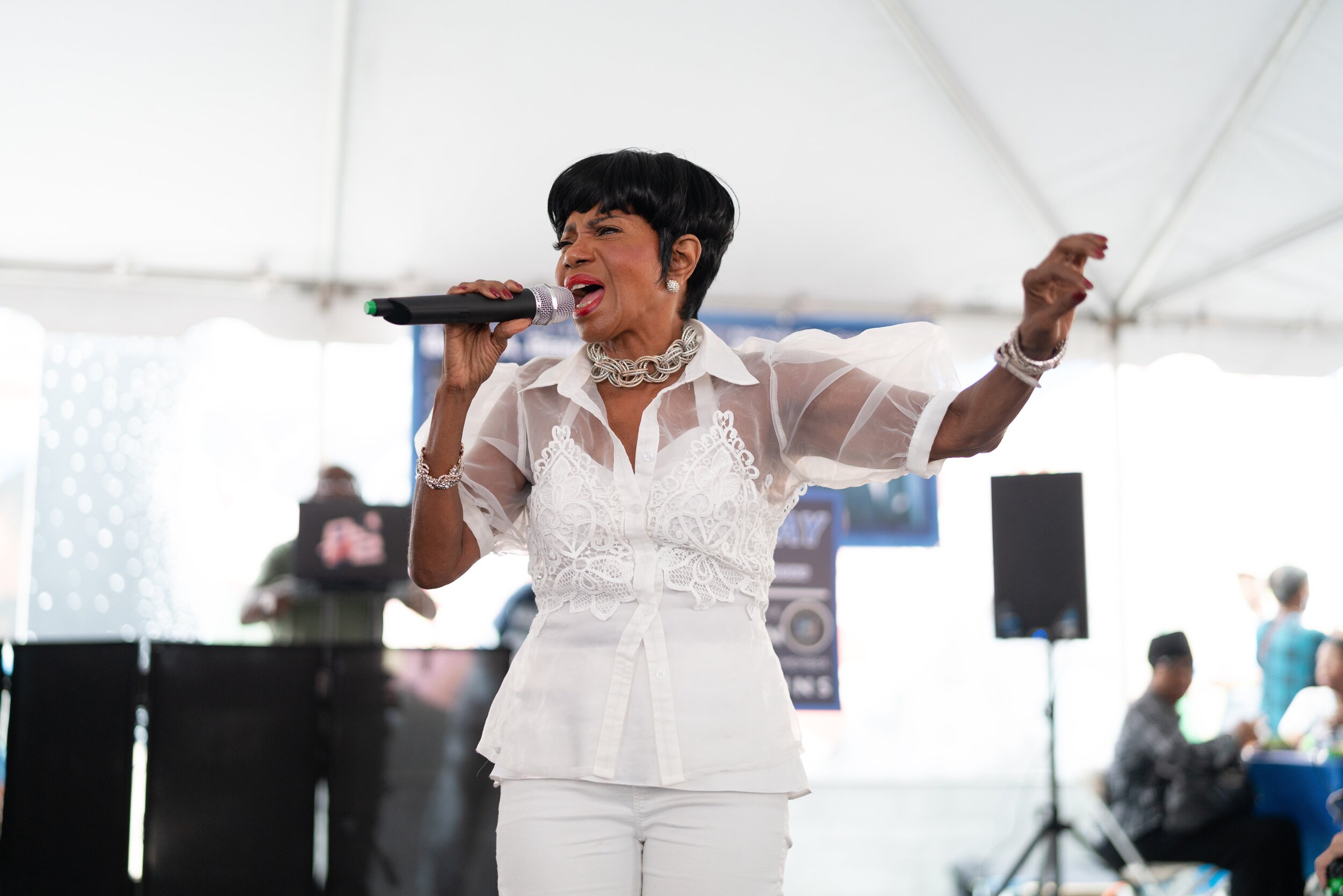   Harlem-born singer Melba Moore performing at Senior Day 2019.&nbsp;  