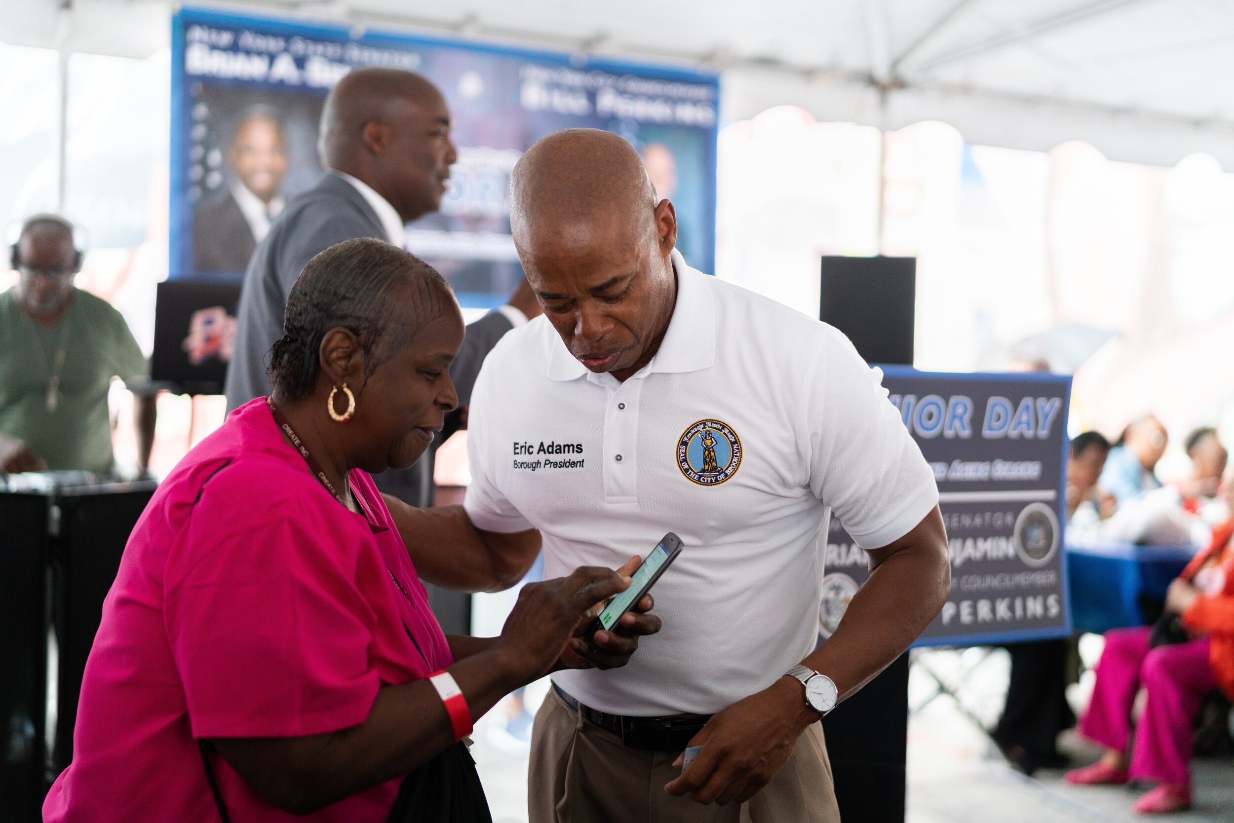   Brooklyn Borough President Eric Adams (a Harlem native) gave out his cell phone number to Harlem seniors, encouraging them to contact him for information about healthcare resources.&nbsp;  