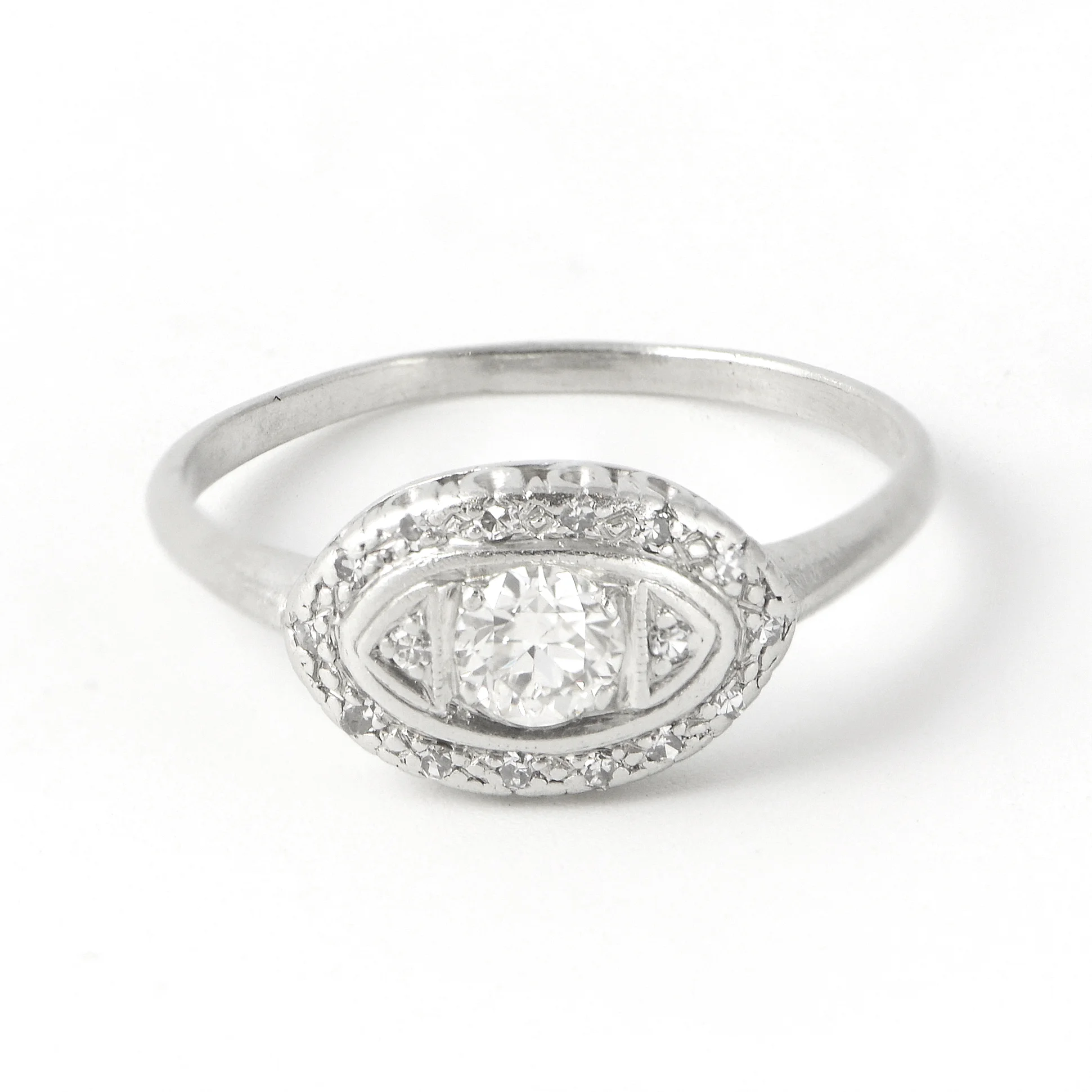 Platinum diamond ring from the Edwardian era, $2,425.00