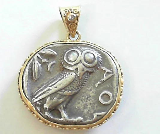 Owl and Athena Coin Pendant