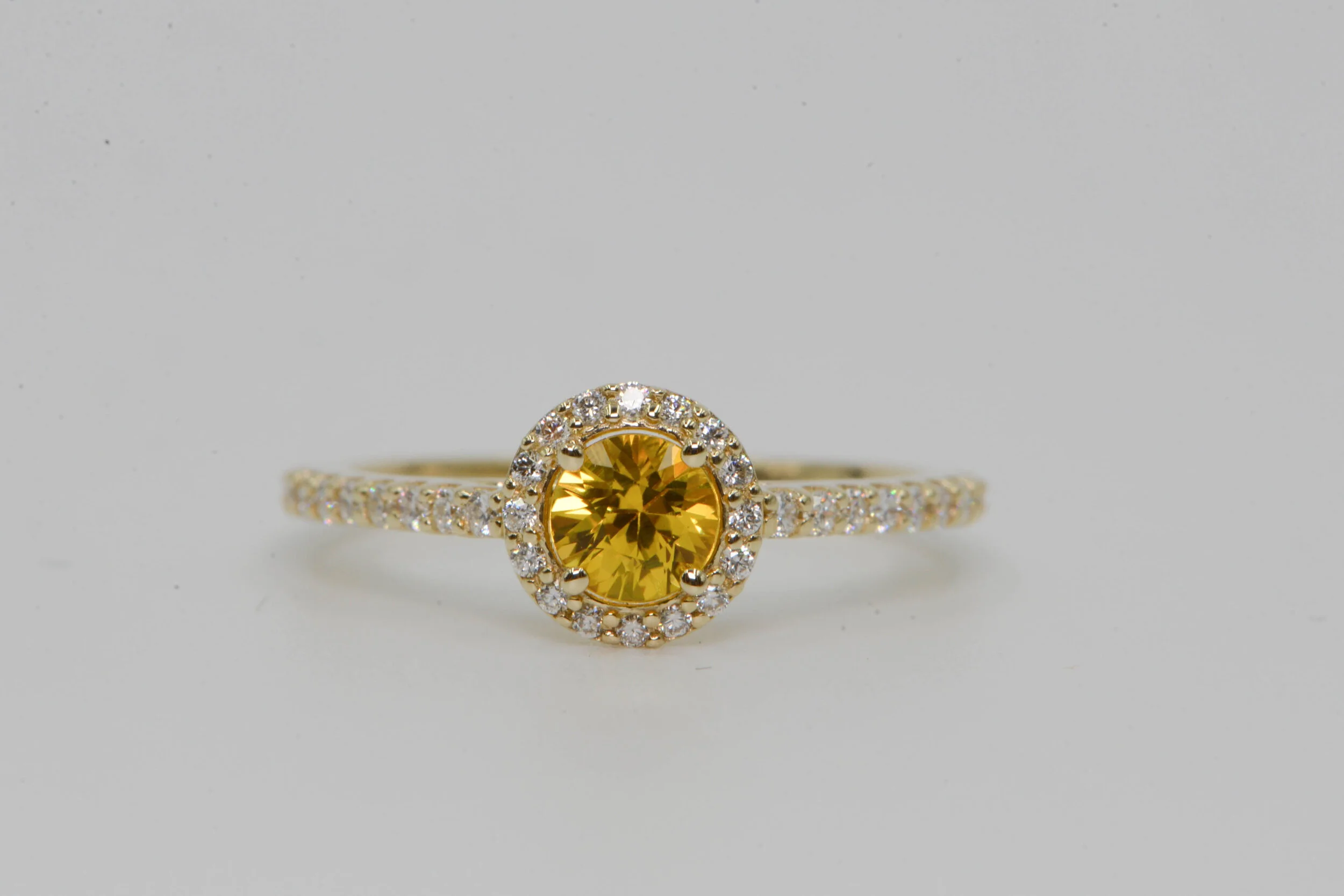 Yellow Sapphire Halo Ring