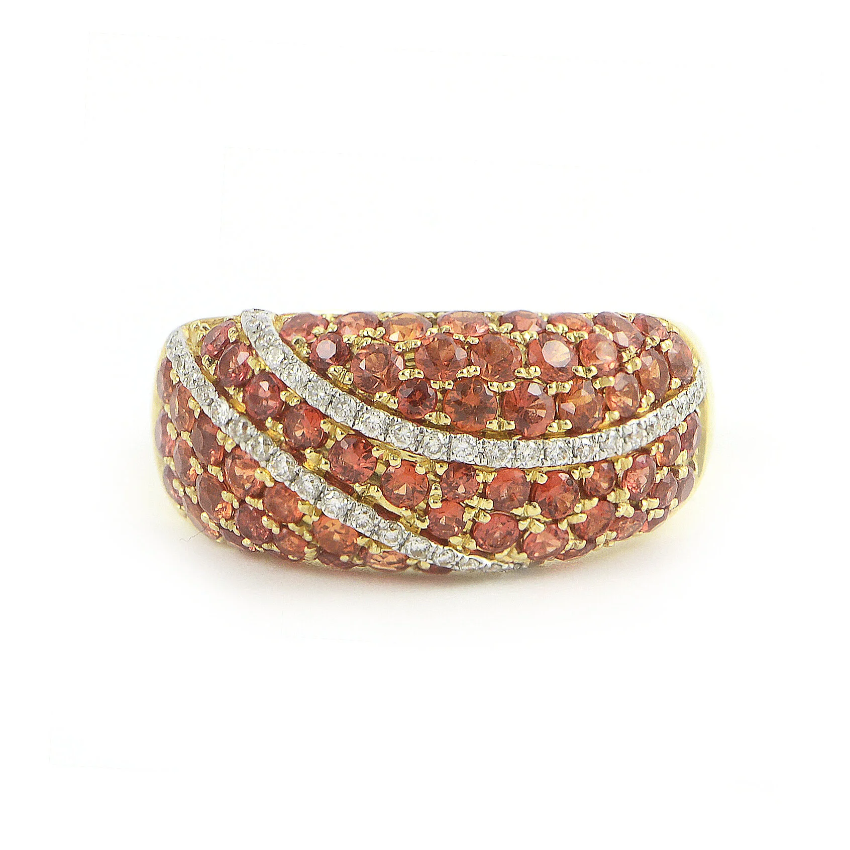 Orange Sapphire and Diamond Ring