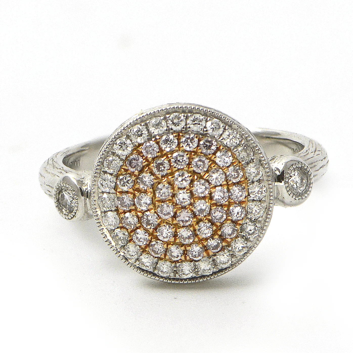 Round Paved Pink Diamond Ring