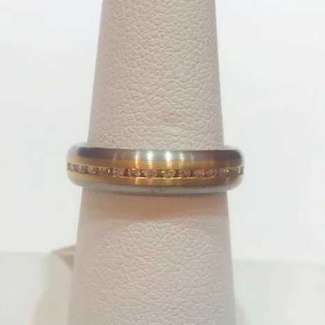 Titanium and Gold Diamond Band
