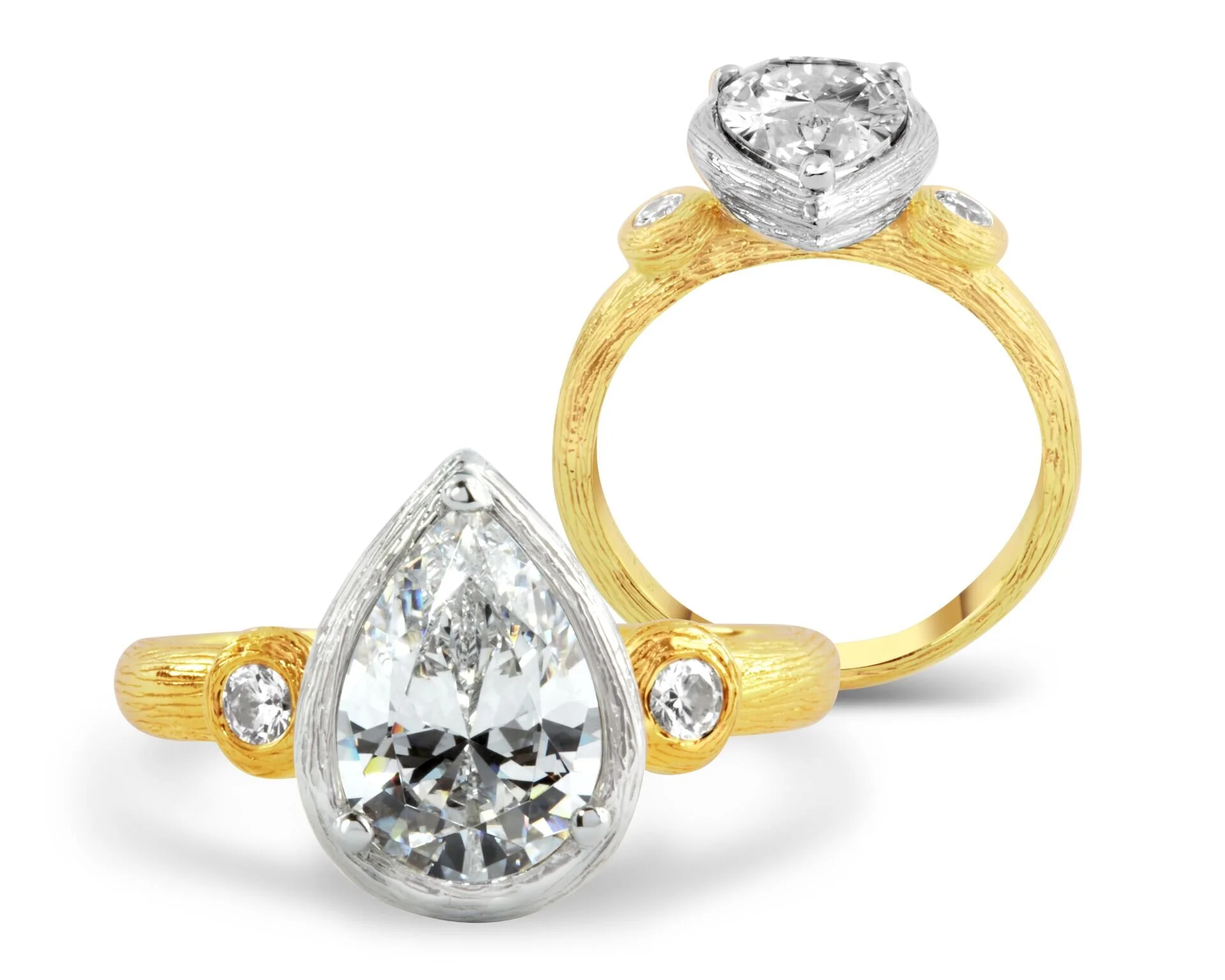 Wood Grain Pear Ring