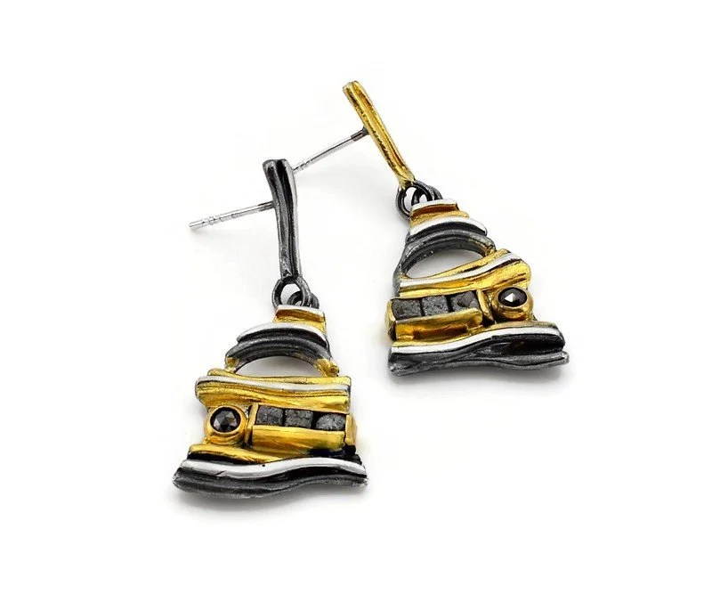 Wave and Diamond Earrings