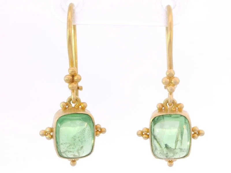 18 karat yellow gold and tsavorite earrings