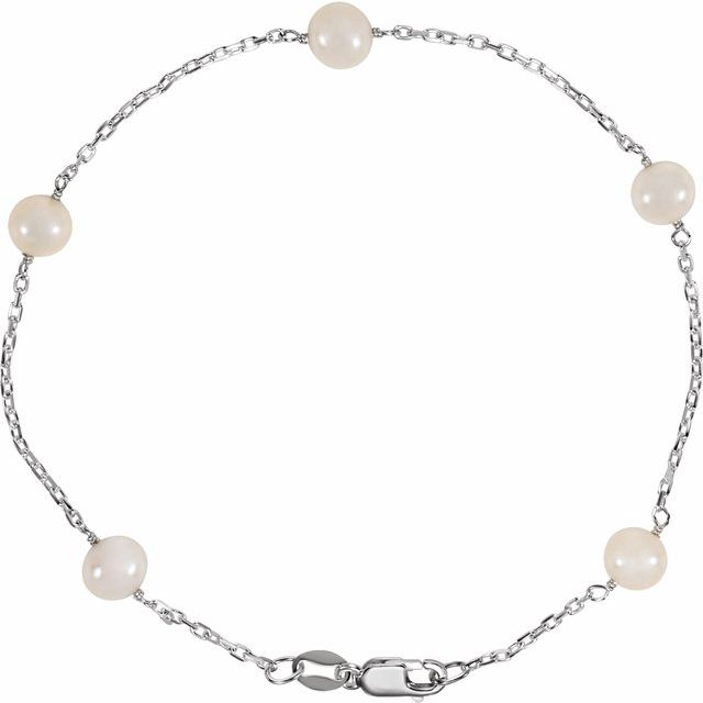 Sterling Pearl Station Bracelet