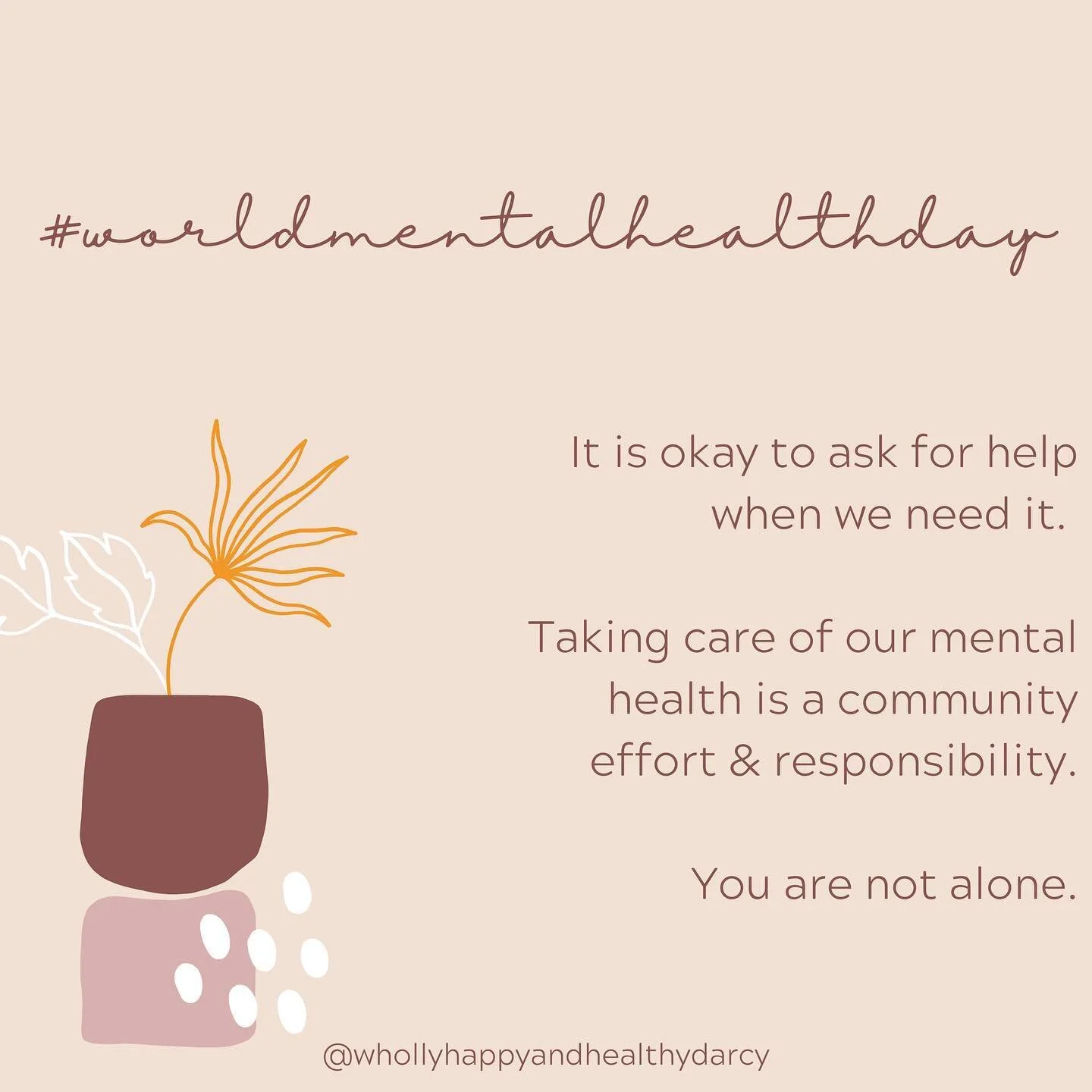 Today as we celebrate #worldmentalhealthday I want to remind each of us that it is okay to ask for help. Every session, I ask each client to not only name their emotions and their goals for our time together, but also who they can go to for help when